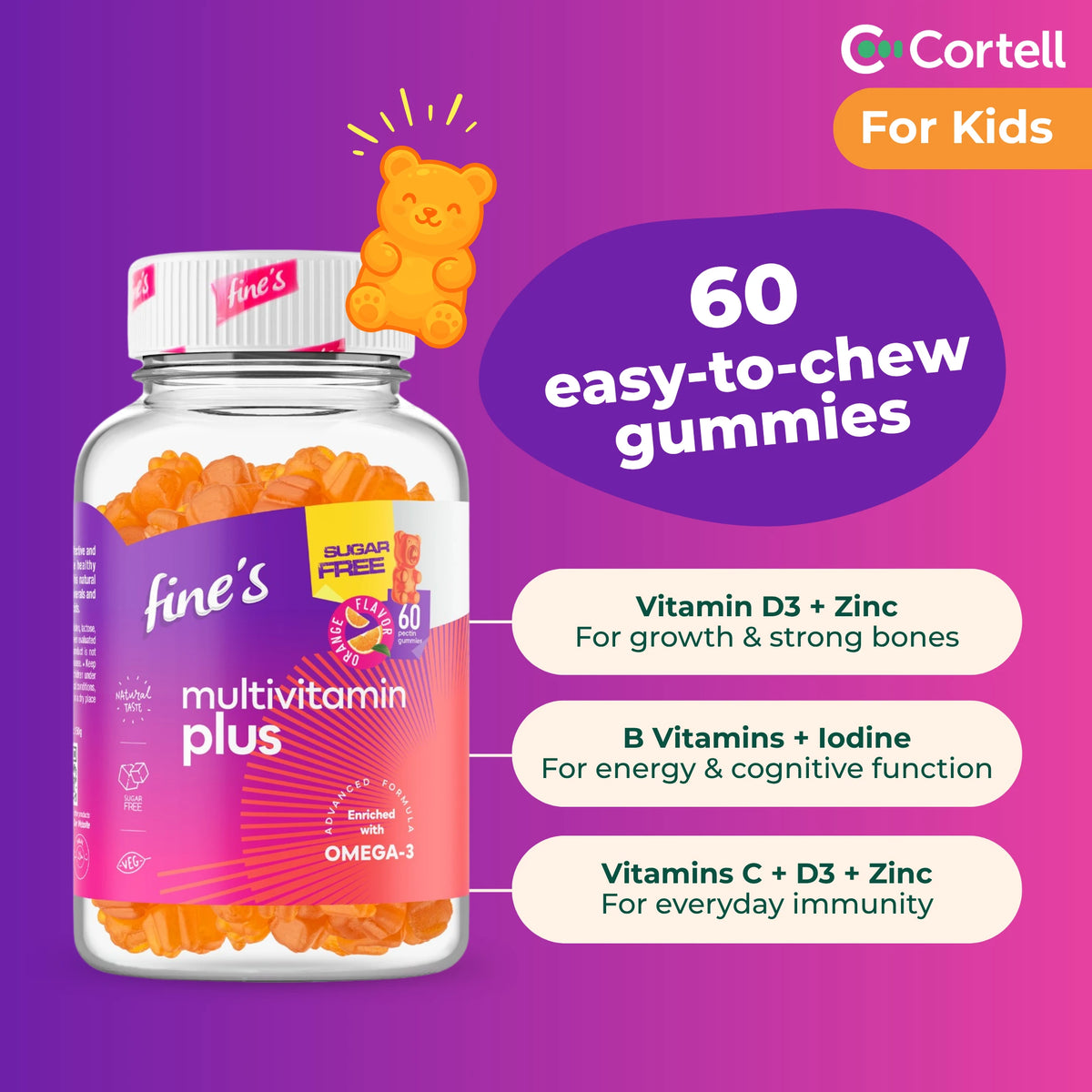 Fine’s Multivitamin Plus (enriched with Omega 3-6-9) Gummies for Kids