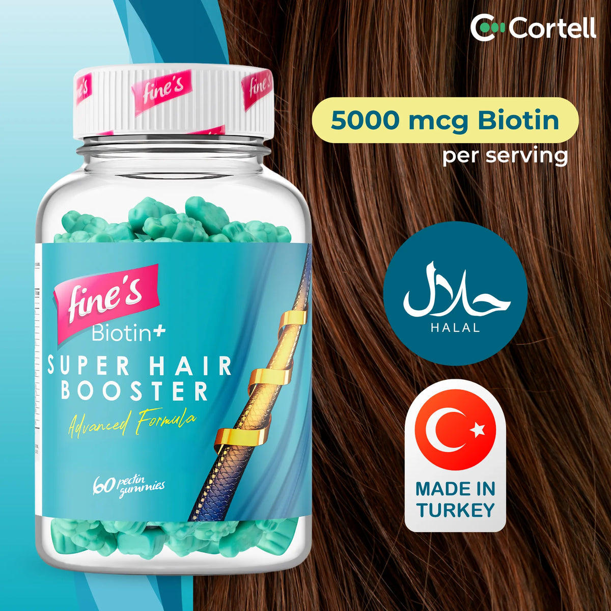 Fine’s Biotin (5000 mcg) + Super Hair Booster Gummies for Adults